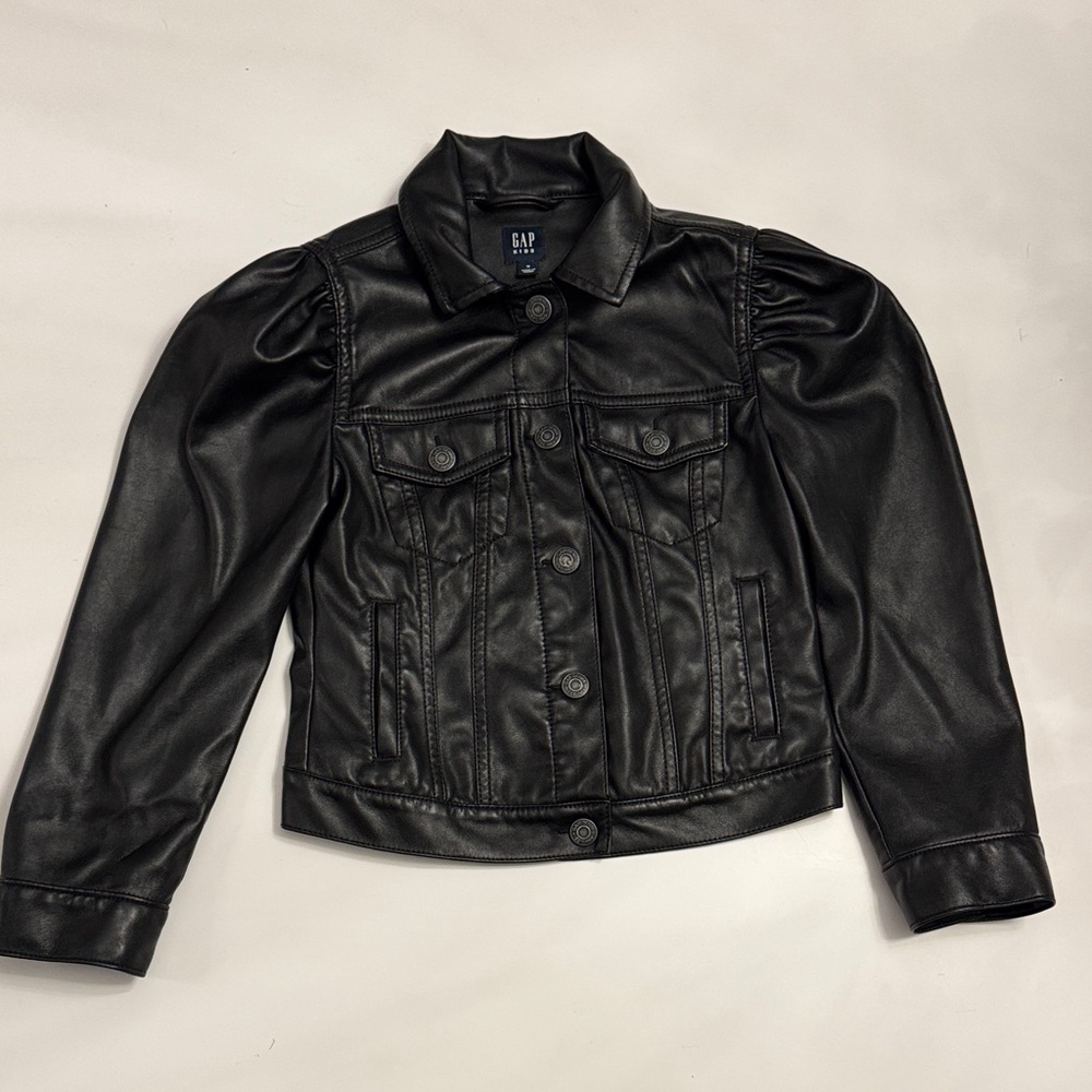 GAP Women's Classic Black Leather Jacket